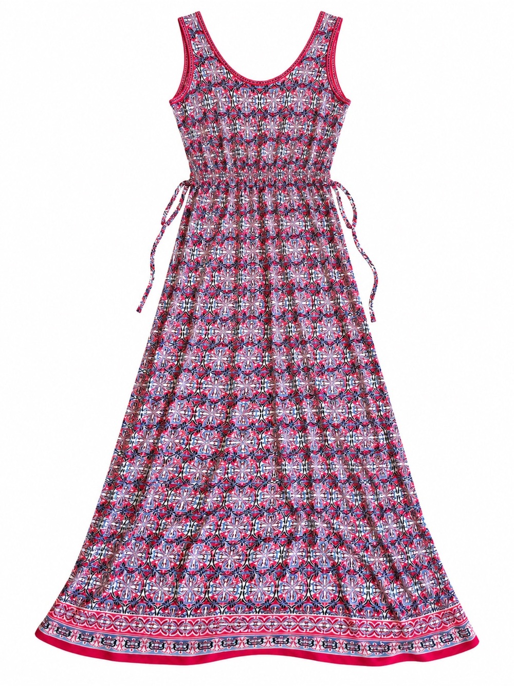 Max Studio Pink and Blue Patterned Sleeveless Maxi Dress